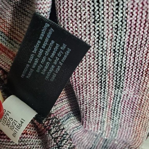 Lane Bryant Midi Dress Womens 18/20 2x Colorful Stripes Sparkle Tie Waist Party - Picture 10 of 14